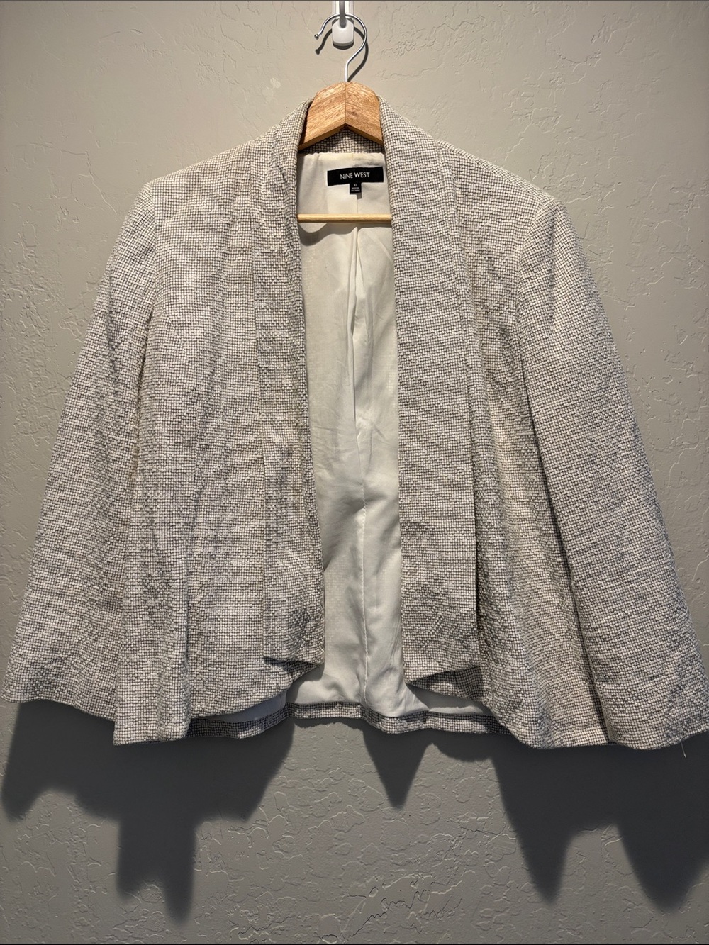 Nine West Black & White Tweed Open-Front Blazer